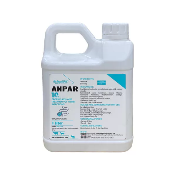 Anpar 10% Albendazole Oral Solution | Deworming |1 liter | أنبار 10% ألبندازول شراب فموي | مضاد للطفيليات | 1 لتر