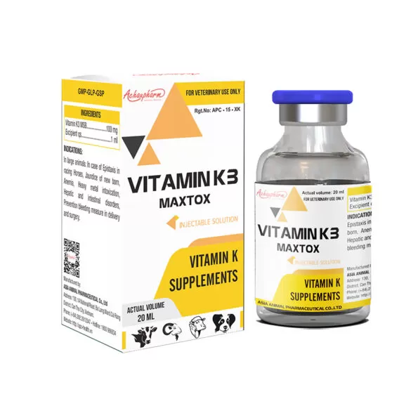 Vitamin K3 | Maxtox | 10 mL Injection | Achaupharma فيتامين K3 | ماكستوكس | حقنة 10 مل | أشاو فارما